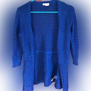 DKNY Perforated Knit Cardigan – Cobalt Blue (Size S)